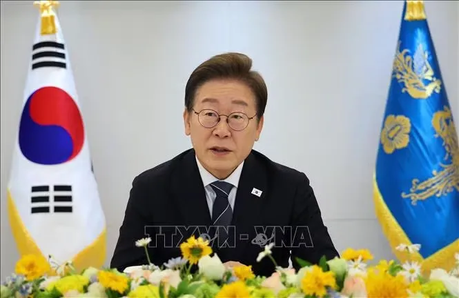 Tổng thống Hàn Quốc Lee Jae Myung phát biểu tại cuộc họp ở Seoul. Ảnh: Yonhap/TTXVN
