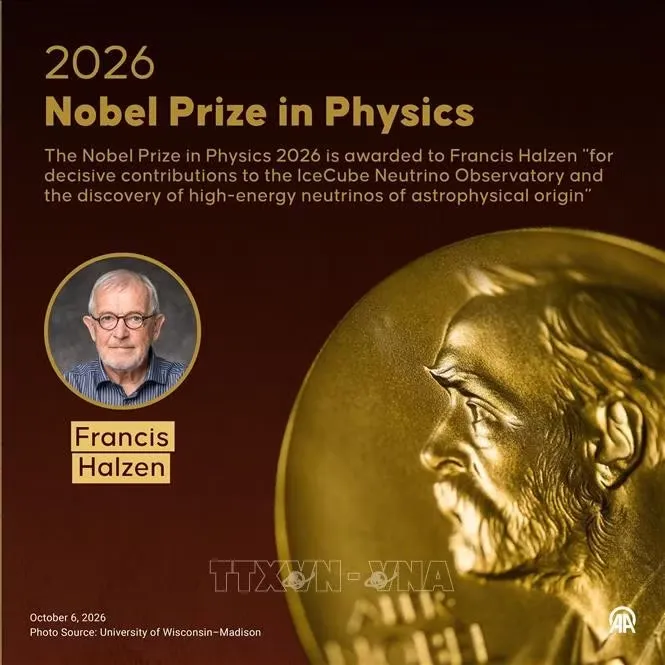 Chân dung nhà khoa học người Mỹ gốc Bỉ Francis Halzen giải Nobel Vật lý năm 2026. Ảnh: AA/TTXVN phát