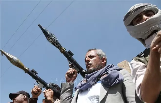 Lực lượng Houthi tại Sanaa, Yemen ngày 7-10-2026. Ảnh: THX/TTXVN phát