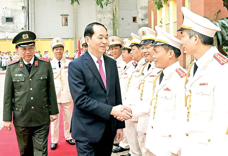 Chủ tịch nước Trần Đại Quang dự Lễ kỷ niệm 65 năm Ngày thành lập Lực lượng Cảnh vệ Công an Nhân dân 