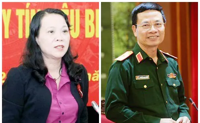 Thứ trưởng - Phó Chủ nhiệm Ủy ban Dân tộc Hoàng Thị Hạnh và Chủ tịch kiêm Tổng Giám đốc Tập đoàn Công nghiệp - Viễn thông quân đội Nguyễn Mạnh Hùng