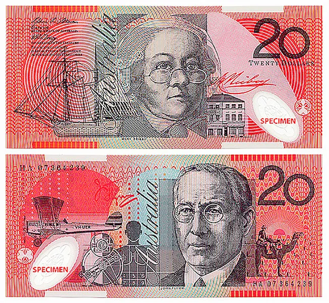 Australia công bố mẫu tiền 20AUD mới