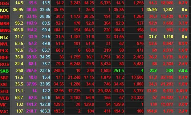 VN - Index giảm gần 25 điểm 