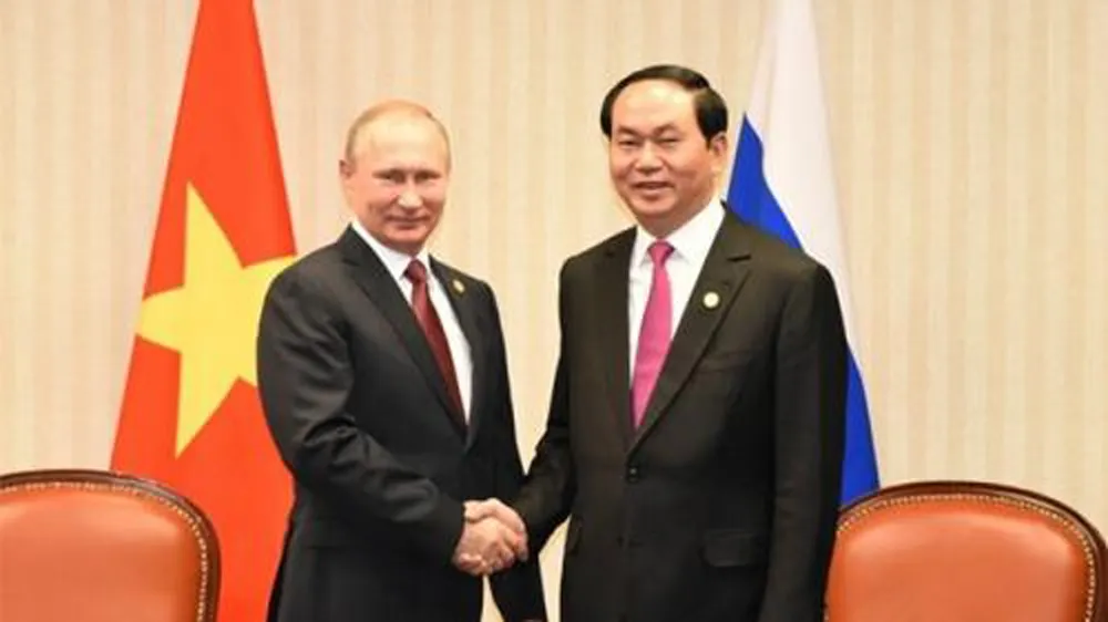 Tổng thống Nga Vladimir Putin và Chủ tịch nước Trần Đại Quang. Ảnh: VGP