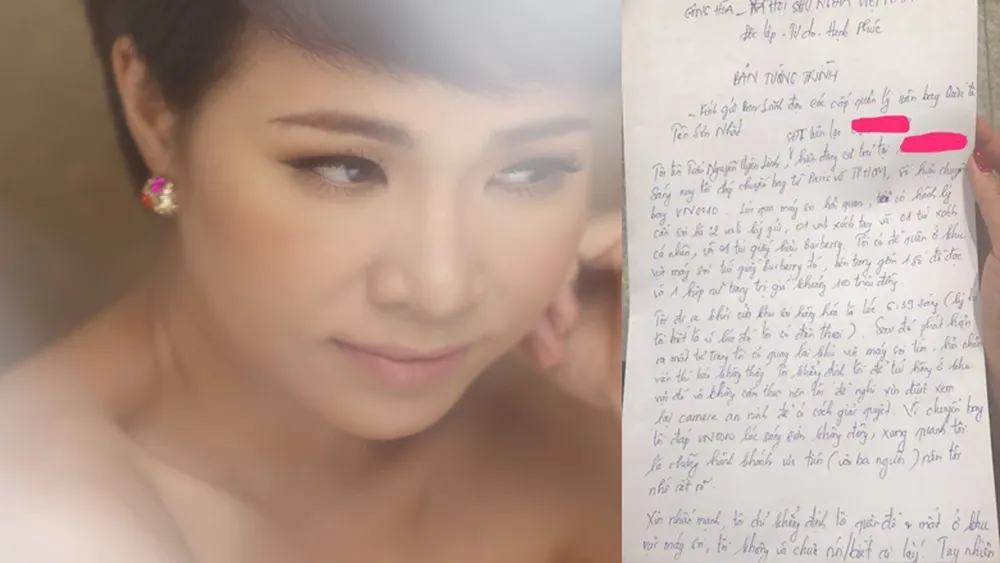Ca sĩ Uyên Linh và Bản tường trình bị mất trộm.  ​
