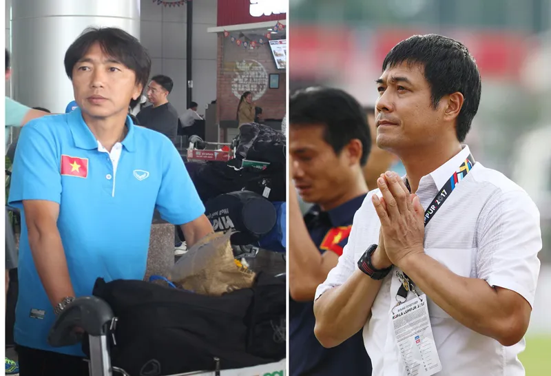 Cựu HLV Miura (trái) vẫn ở đẳng cấp cao hơn HLV Hữu Thắng. Ảnh: Nhật Anh