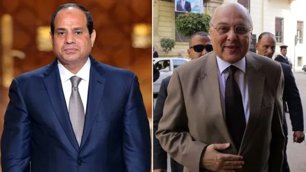 Tổng thống Ai Cập đương nhiệm Abdel-Fattah El-Sisi (bên trái) và Chủ tịch đảng Ghad Moussa Mostafa Moussa. Ảnh: EPA
