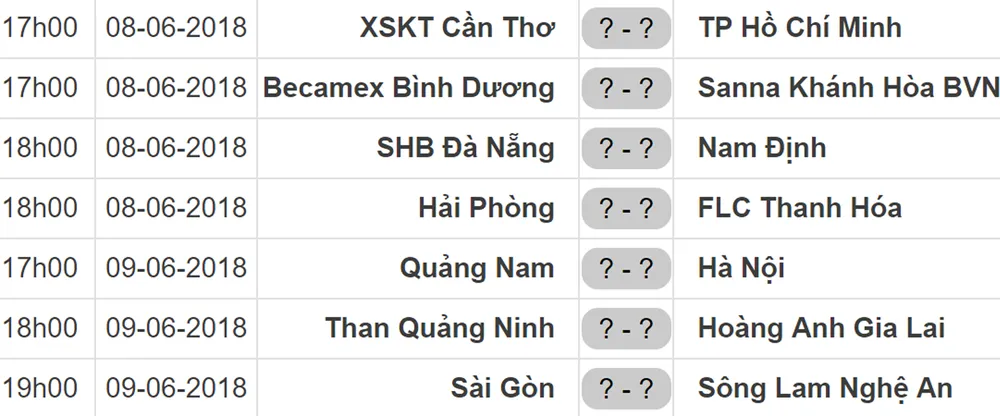 Lịch thi đấu vòng 12 Nuti Cafe V.League 2018: Quang Nam tiếp Hà Nội ảnh 1