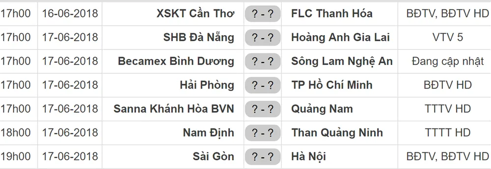 Lịch thi đấu Vòng 14 Nuti Cafe V.League 2018: Sài Gòn tiếp Hà Nội ảnh 1