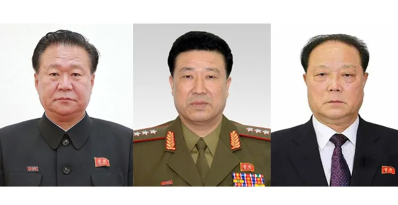 3 quan chức Triều Tiên vừa bị Mỹ trừng phạt từ trái qua: Choe Ryong-hae, Jong Kyong-thaek và Pak Kwang-ho