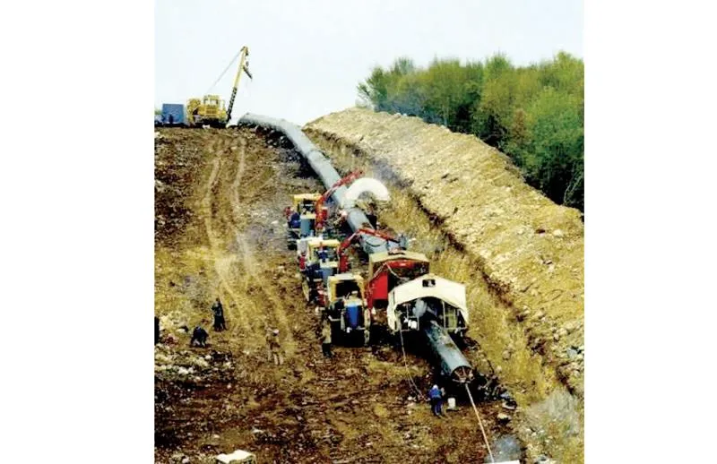 Một đoạn đường ống vận chuyển khí dọc hành lang xuyên Balkan