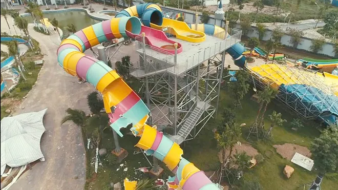 Công viên nước Thanh Hà tại khu đô thị Thanh Hà bị cưỡng chế phá dỡ vì xây dựng không phép. Ảnh Trần Cường - Báo Thanh Niên