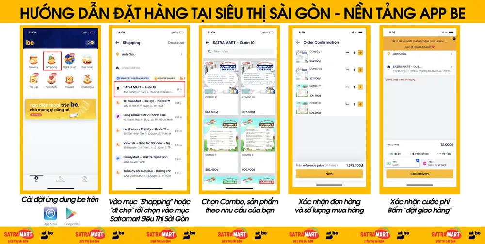 Người dân trên địa bàn quận 10 có thể đặt mua hàng tại Satramart – Siêu thị Sài Gòn qua ứng dụng di động ảnh 1