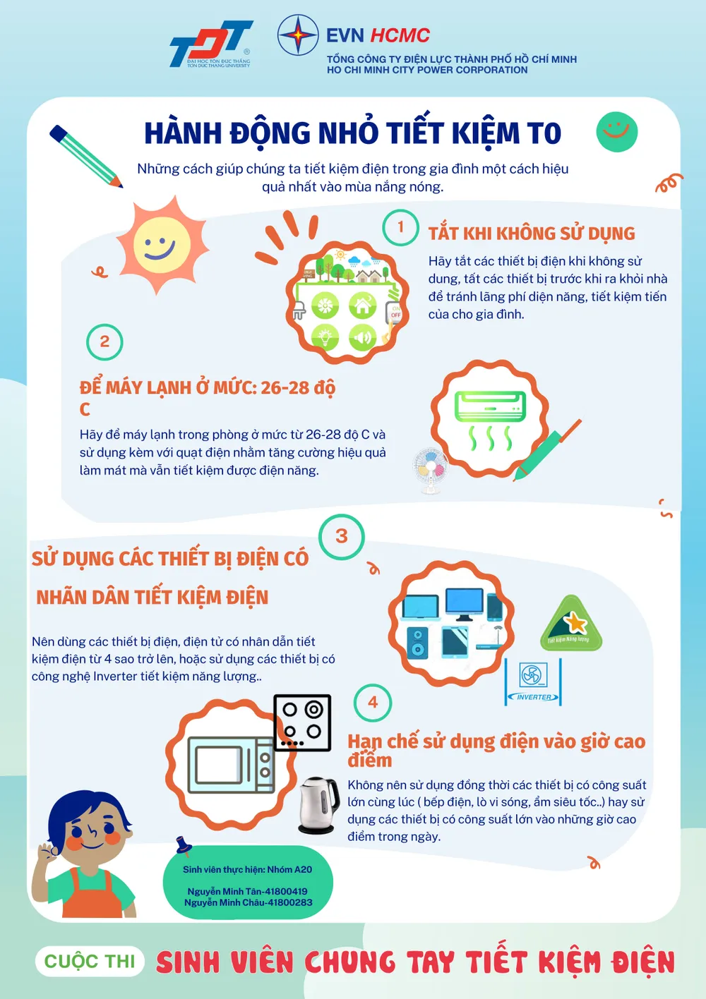Infographic truyền thông tiết kiệm điện của sinh viên Nguyễn Minh Tân, Trường ĐH Tôn Đức Thắng
