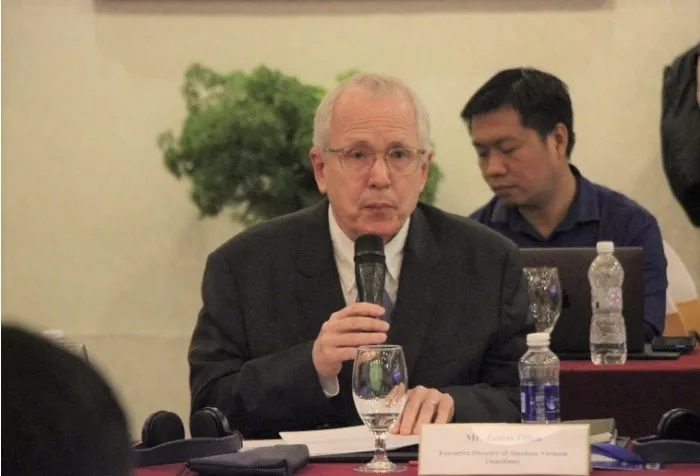 Đại diện AmCham Việt Nam đối thoại tại hội nghị. Ảnh: MAI HOA