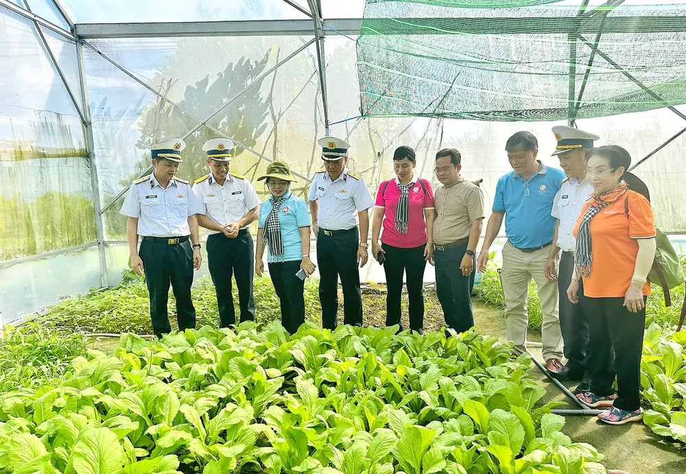 Tham quan khu vực tăng gia sản xuất do cán bộ, chiến sĩ tự trồng, chăm sóc ở đảo Hòn Đốc Tham quan khu vực tăng gia sản xuất do cán bộ, chiến sĩ tự trồng, chăm sóc ở đảo Hòn Đốc