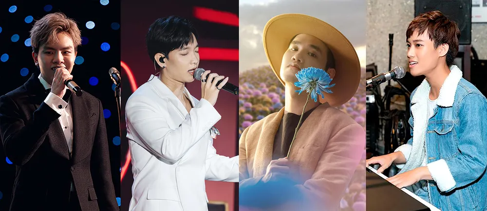 Các ca sĩ - nhạc sĩ đa năng, giàu sáng tạo (từ trái qua): Hứa Kim Tuyền, Hoàng Dũng, Khắc Hưng, Võ Việt Phương