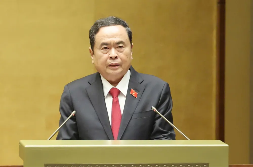 Chủ tịch Quốc hội Trần Thanh Mẫn phát biểu khai mạc kỳ họp. Ảnh: QUANG PHÚC 