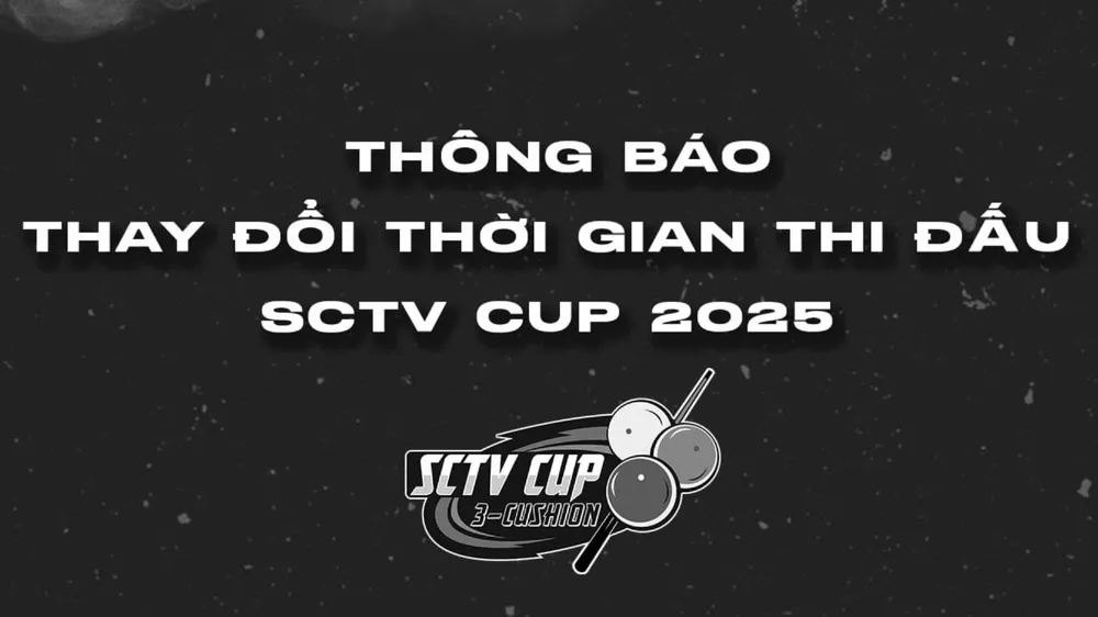 Thay đổi lịch thi đấu Giải Billiards Carom 3 băng Quốc tế – SCTV Cup 2025