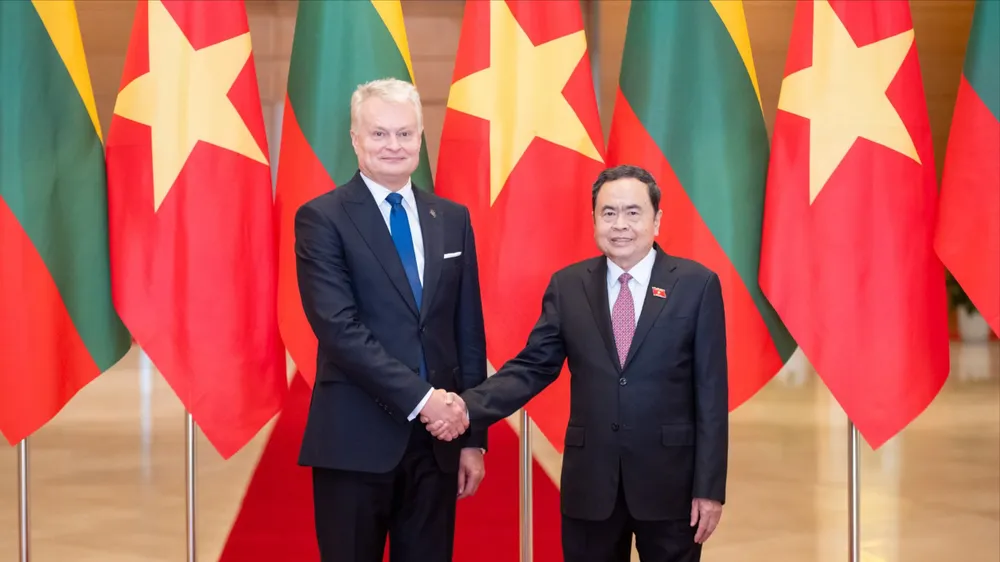 Chủ tịch Quốc hội Trần Thanh Mẫn hội kiến Tổng thống Litva Gitanas Nauseda tại Nhà Quốc hội. Ảnh: QUANG PHÚC 