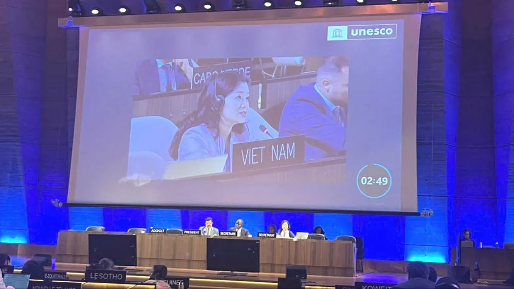 TS. Nguyễn Phương Hòa đại diện Việt Nam phát biểu tại kì họp. Ảnh: TTXVN