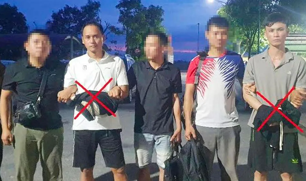 Tổ công tác bắt giữ 2 đối tượng tại TP Đà Nẵng. Ảnh: Công an Hà Tĩnh 