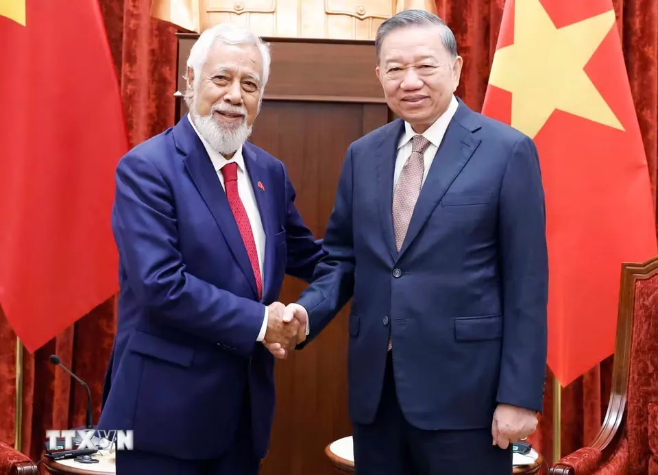 Tổng Bí thư, Chủ tịch nước Tô Lâm tiếp Thủ tướng Timor-Leste Kay Rala Xanana Gusmão. Ảnh: Thống Nhất/TTXVN