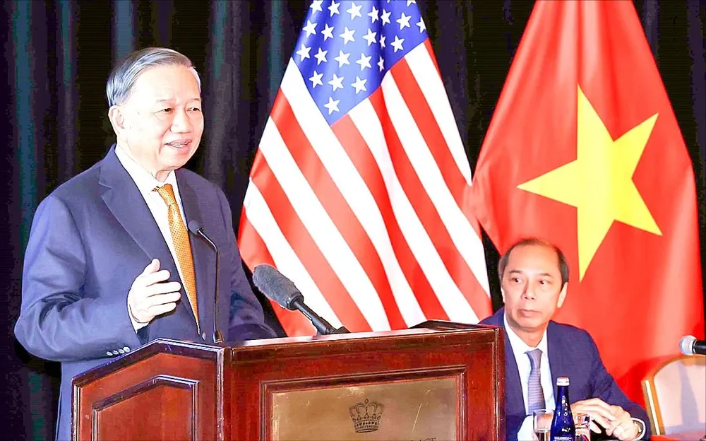 Tổng Bí thư, Chủ tịch nước Tô Lâm phát biểu tại buổi gặp gỡ chuyên gia, trí thức người Việt Nam tại Hoa Kỳ. Ảnh: TTXVN