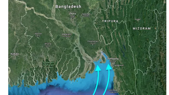 Hướng di chuyển của bão Mora.