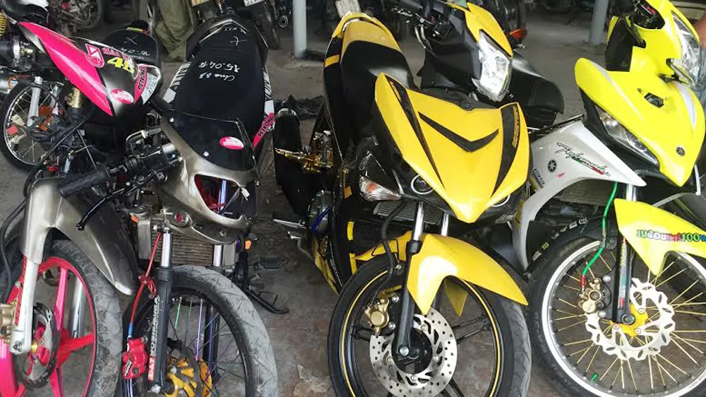 Một số xe vi phạm trước đó từng bị công an bắt xử lý