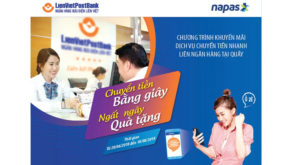 “Chuyển tiền bằng giây - ngất ngây quà tặng” cùng LienVietPostBank