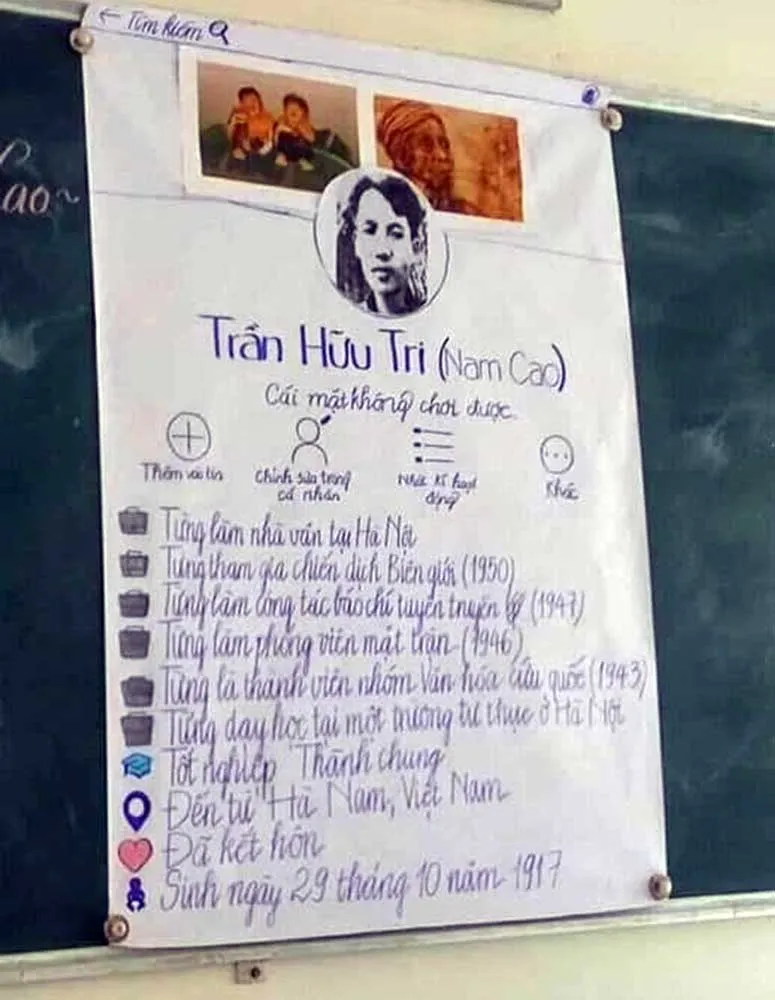 Tạo “facebook viết tay” cho nhân vật - sáng kiến của nhóm học sinh Trường THCS Quang Trung