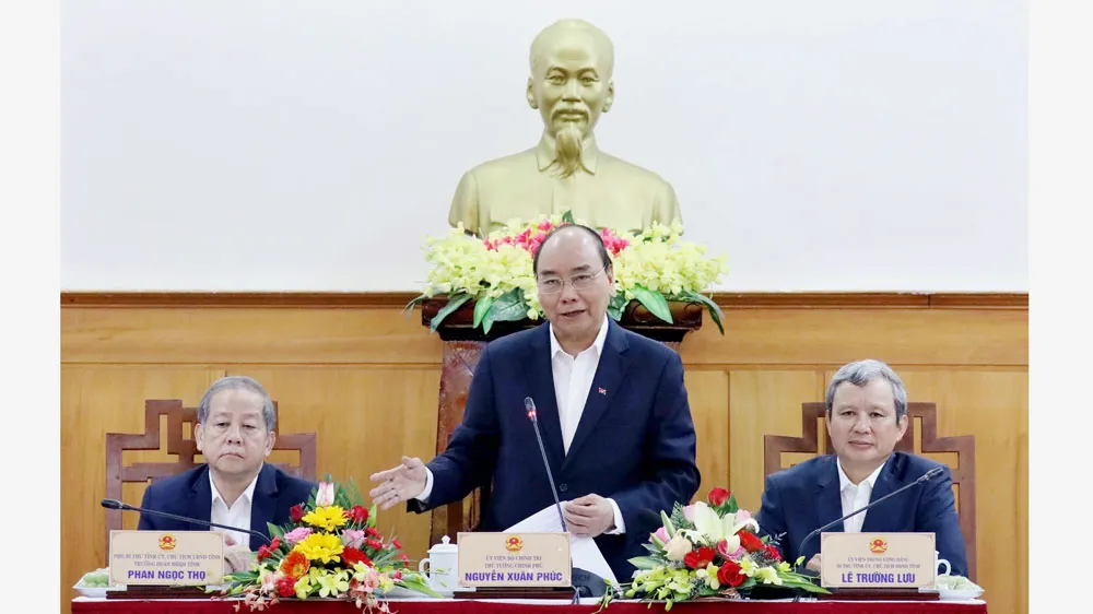 Thủ tướng Nguyễn Xuân Phúc phát biểu tại buổi làm việc. Ảnh: TTXVN