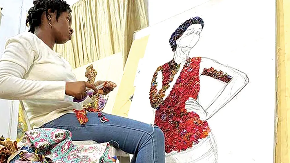 Akpojotor bên tác phẩm đang hoàn thành