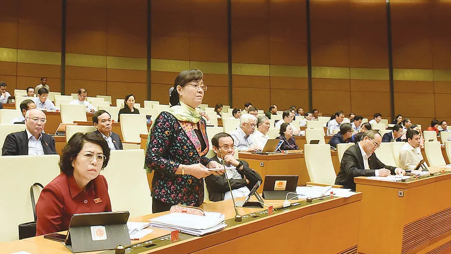 Đại biểu Nguyễn Thị Quyết Tâm (TPHCM) phát biểu. Ảnh: QUANG PHÚC