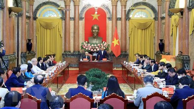 Chủ tịch nước Nguyễn Xuân Phúc phát biểu. Ảnh: TTXVN