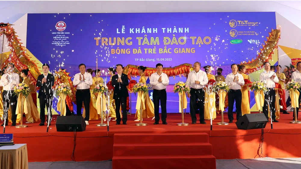 Lễ khánh thành Trung tâm Đào tạo bóng đá trẻ Bắc Giang diễn ra vào chiều 15/9 tại SVĐ tỉnh Bắc Giang
