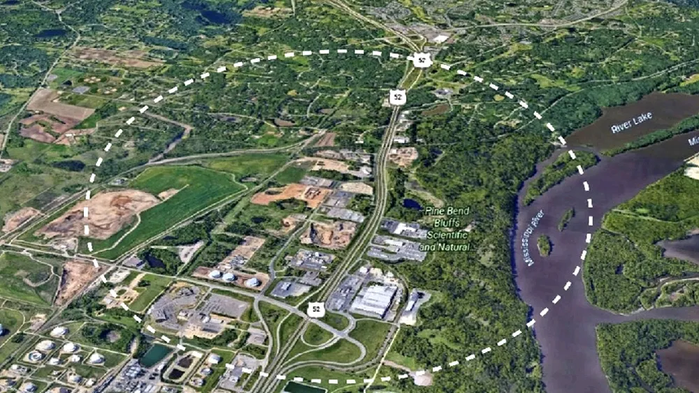 Quang cảnh từ trên không của TP Inver Grove Heights với vị trí miệng núi lửa cổ đại vừa được tìm thấy