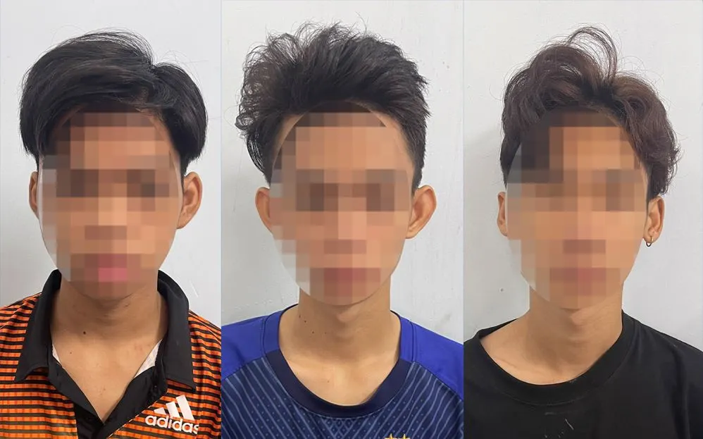 Nhóm đối tượng tại cơ quan công an. Ảnh: C.T