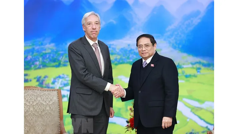 Thủ tướng Phạm Minh Chính tiếp Bộ trưởng Ngoại giao Cộng hòa Bồ Đào Nha Joao Gomes Cravinho. Ảnh: TTXVN