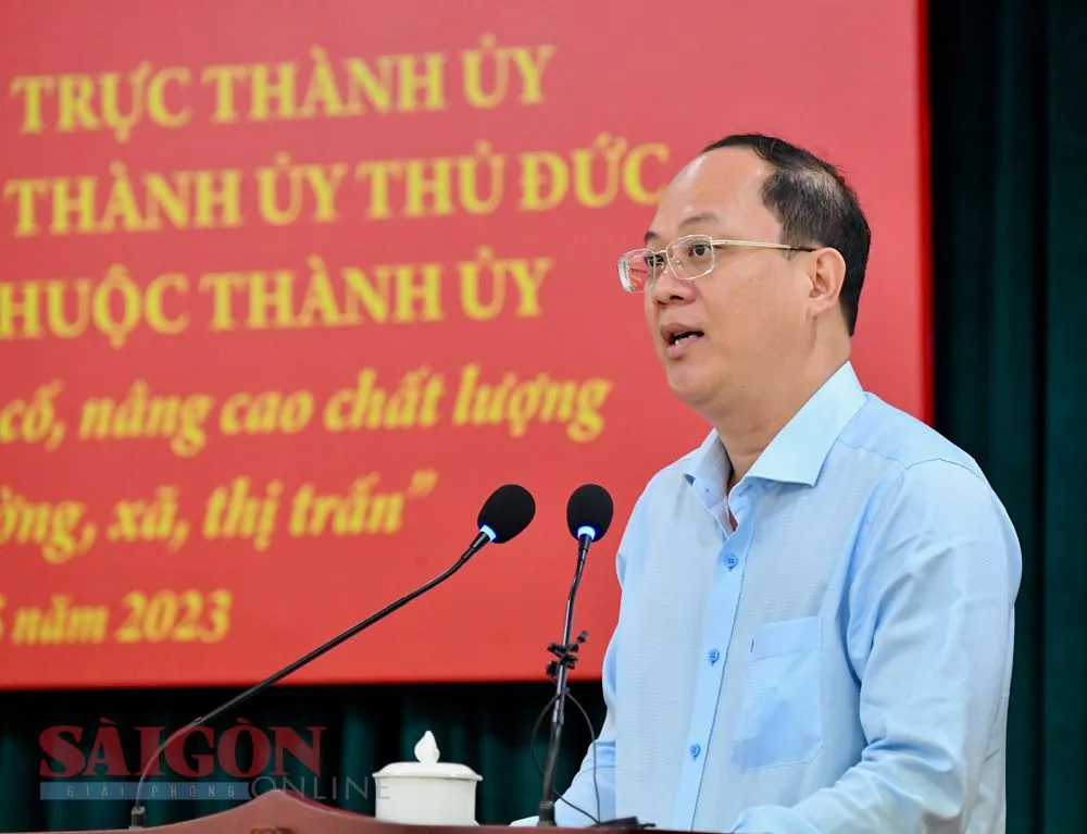 Phó Bí thư Thành ủy TPHCM Nguyễn Hồ Hải phát biểu. Ảnh: VIỆT DŨNG