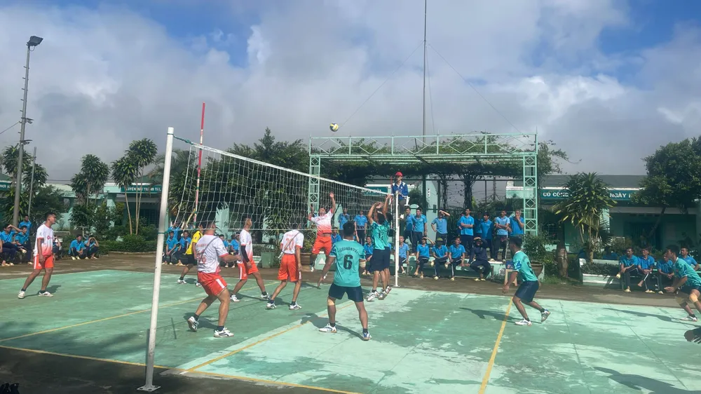 Các vận động viên thi đấu môn bóng chuyền nam