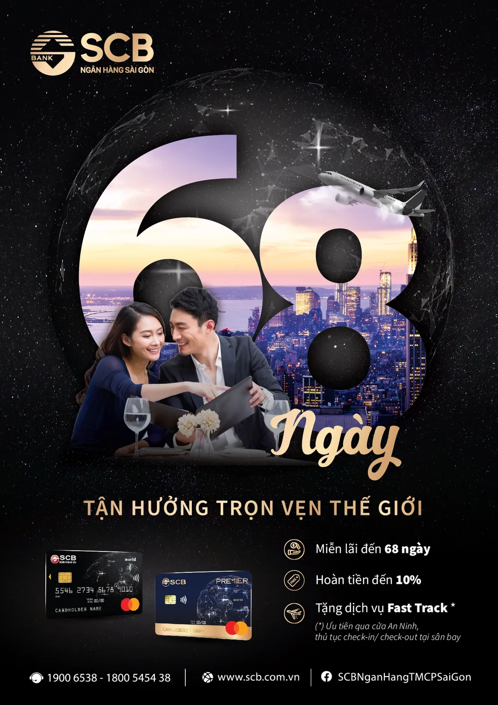 Mở thẻ tín dụng SCB Mastercard World, hưởng thời gian miễn lãi dài hơn