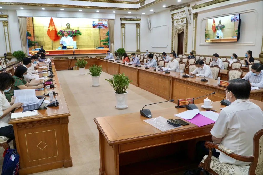 Quang cảnh hội nghị tại điểm cầu TPHCM. Ảnh: HOÀNG HÙNG