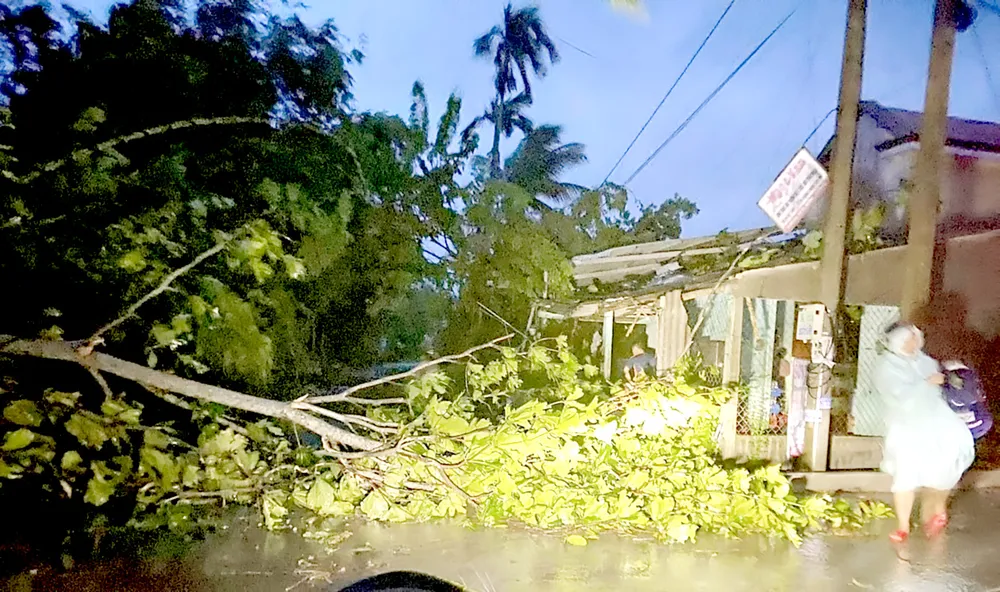 Bão số 6 áp sát miền Trung: Gió giật tốc nhiều mái nhà, cây cối gãy đổ ảnh 1