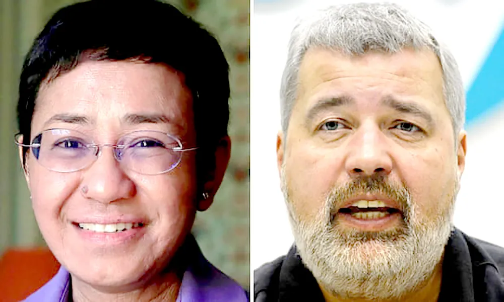 Bà Maria Angelita Ressa  và ông Dmitry Muratov