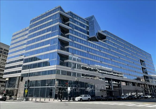 Tòa nhà Quỹ Tiền tệ quốc tế (IMF) ở Washington, DC, Mỹ. Ảnh: AFP/TTXVN