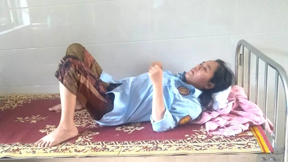 Chị Lê Thị Xuân lúc nằm điều trị tại Bệnh viện Tâm thần Hà Tĩnh