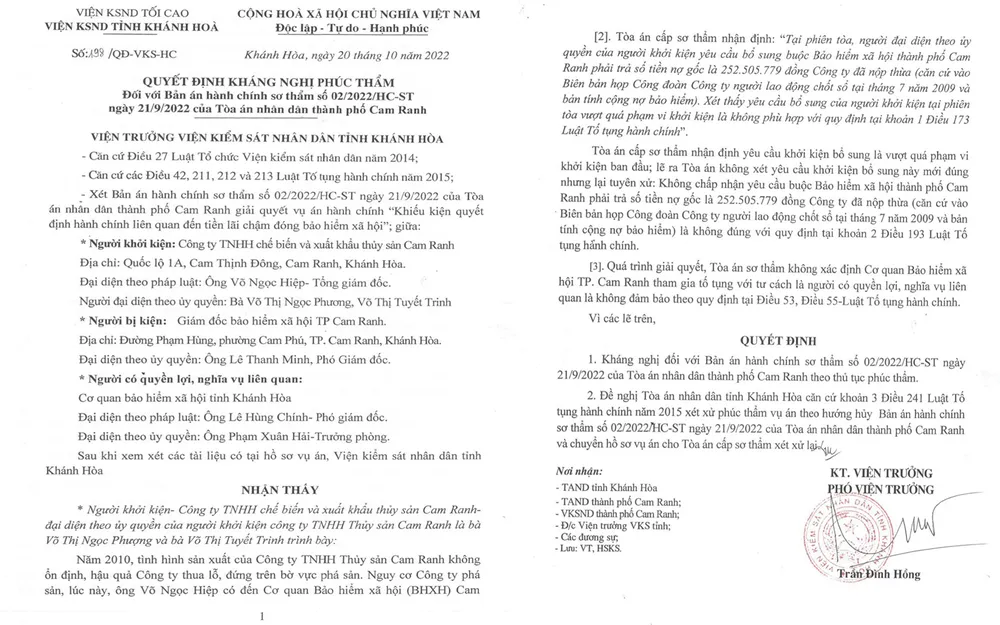 Tòa án TP Cam Ranh phải hủy bản án vì vi phạm luật tố tụng ảnh 1