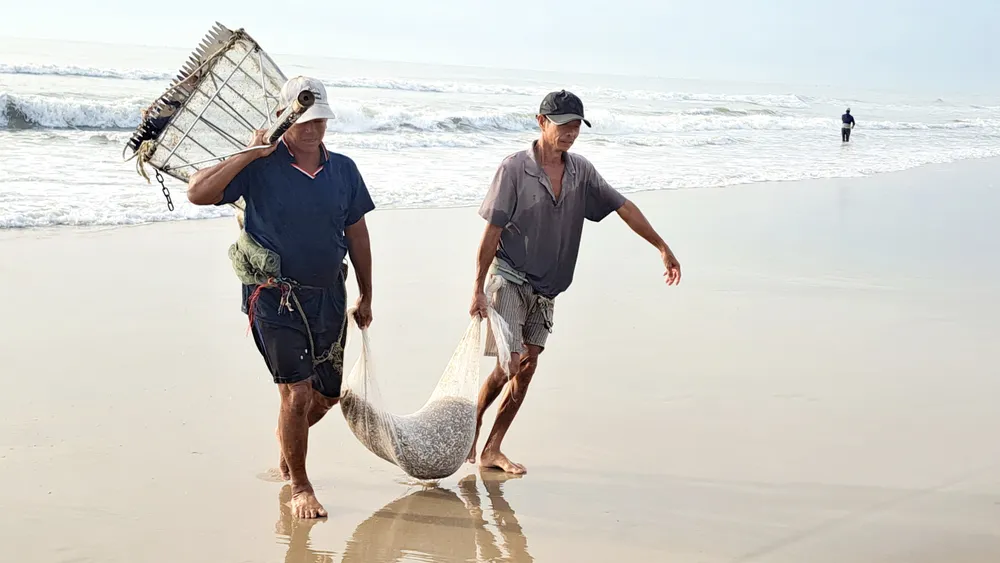 Trĩu nặng lộc biển ven bờ ở làng chài Phước Hải, huyện Đất Đỏ